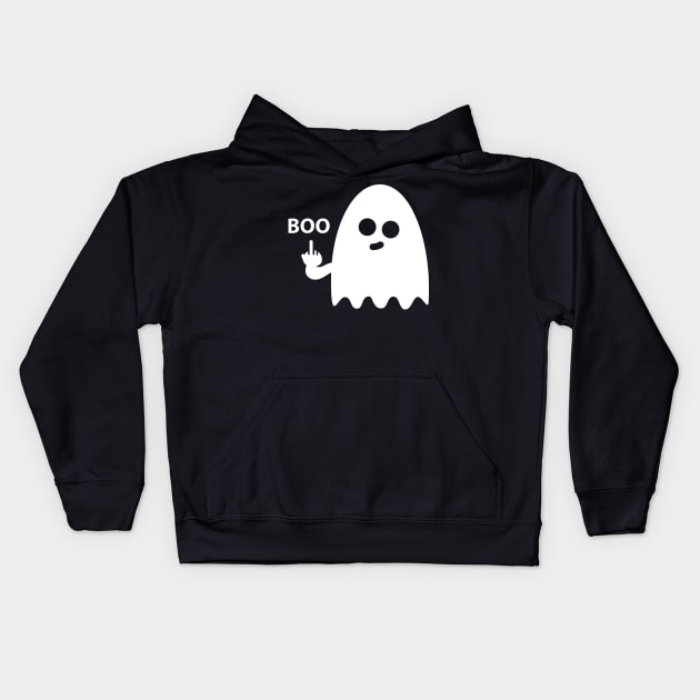 Ghost with a finger Kids Hoodie by spontania